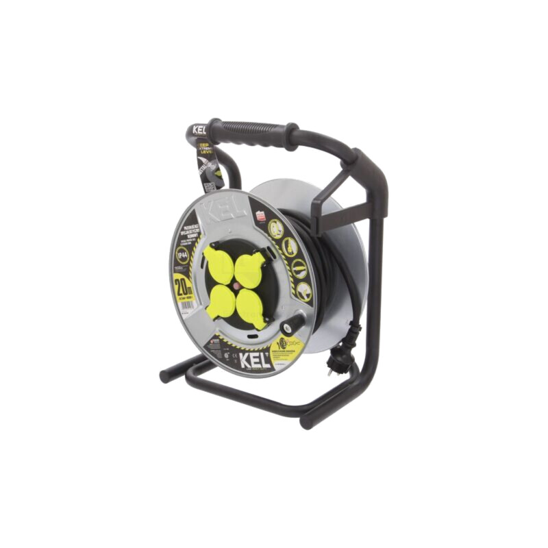Prelungitor alimentare; 3x2,5mm2; Prize: 4; gumă; negru; 20m; 16A