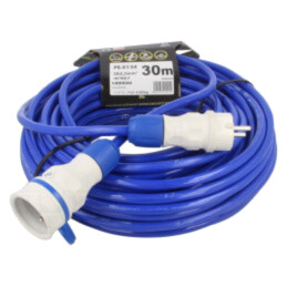 Prelungitor alimentare; 3x2,5mm2; Prize: 1; PUR; albastru; 30m; 16A