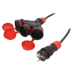 Prelungitor alimentare; 3x2,5mm2; Prize: 3; gumă; negru; 40m; 16A