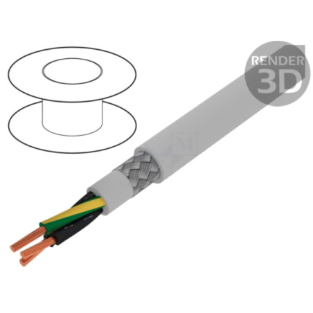 Cablu; Pro-Met; 3G1mm2; ecranat,tresă de cupru cositorit; PVC