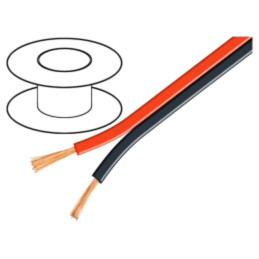 Cablu: cablu pt.difuzor; 2x1,5mm2; litat; OFC; negru-roşu
