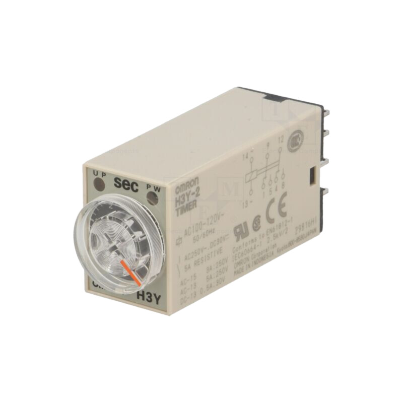 Timer; 1s÷30min; DPDT; 100÷120VAC; H3Y; soclu; -10÷50°C; PIN: 8; IP40