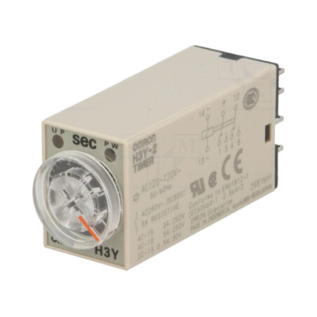 Timer; 1s÷30min; DPDT; 100÷120VAC; H3Y; soclu; -10÷50°C; PIN: 8; IP40