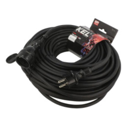Prelungitor alimentare; 3x2,5mm2; Prize: 1; gumă; negru; 40m; 16A
