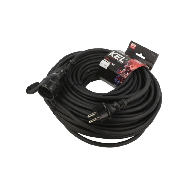 Prelungitor alimentare; 3x2,5mm2; Prize: 1; gumă; negru; 40m; 16A
