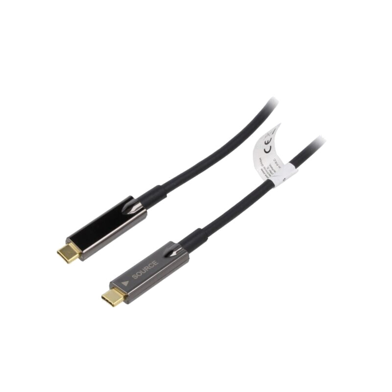 Cablu; optic,USB 3.1; USB C mufă,din ambele părţi; 10m; negru