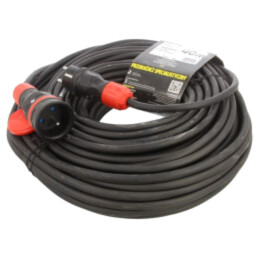 Prelungitor alimentare; 3x2,5mm2; Prize: 1; gumă; negru; 40m; 16A