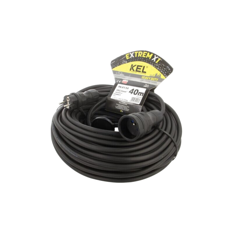 Prelungitor alimentare; 3x2,5mm2; Prize: 1; gumă; negru; 40m; 16A