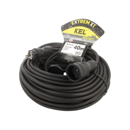 Prelungitor alimentare; 3x2,5mm2; Prize: 1; gumă; negru; 40m; 16A