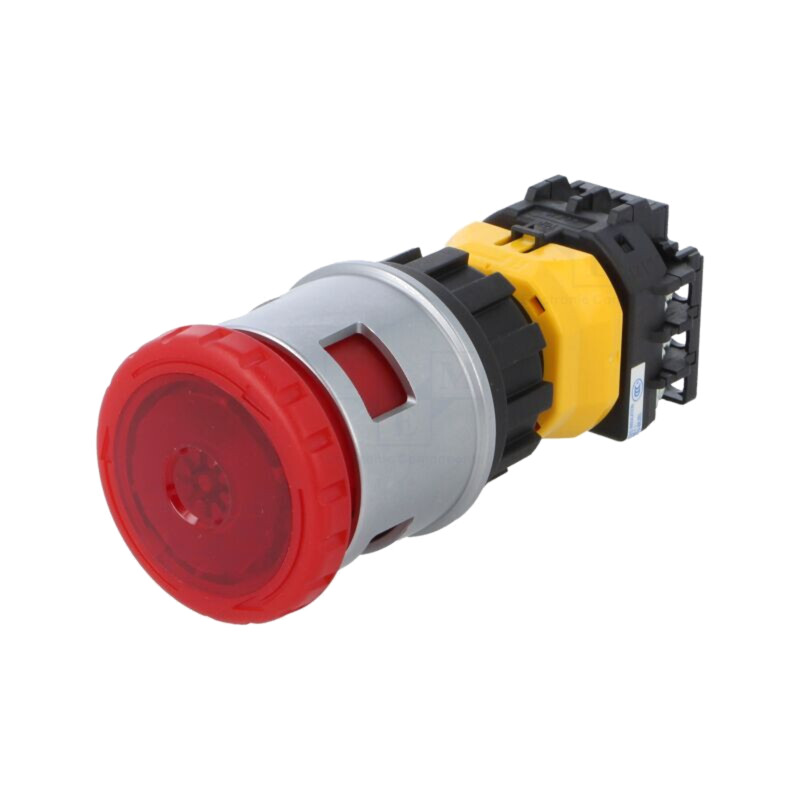 Comutator: de siguranţă; 30mm; Poz.i stab: 2; NC x3; roşie; LED; 24V