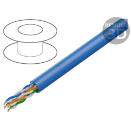 Cablu; U/UTP; 4x2x25AWG; 5e; sârmă; Cu; PVC; albastru; 305m; CPR: Fca