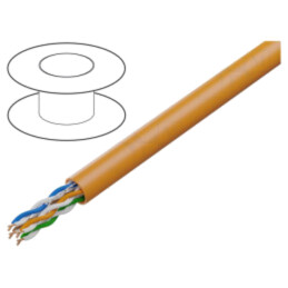 Cablu; U/UTP; 4x2x25AWG; 5e; sârmă; Cu; PVC; portocalie; 305m