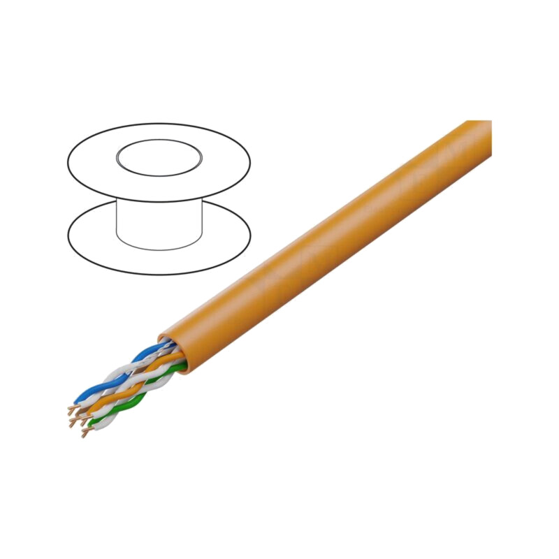 Cablu; U/UTP; 4x2x25AWG; 5e; sârmă; Cu; PVC; portocalie; 305m