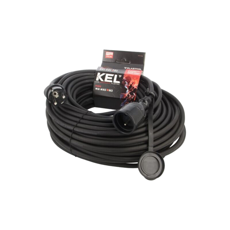 Prelungitor alimentare; 3x2,5mm2; Prize: 1; gumă; negru; 40m; 16A