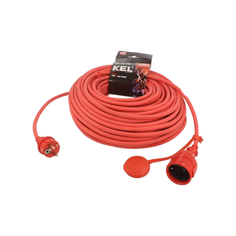 Prelungitor alimentare; 3x1,5mm2; Prize: 1; gumă; roşu; 40m; 16A