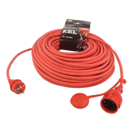 Prelungitor alimentare; 3x1,5mm2; Prize: 1; gumă; roşu; 40m; 16A