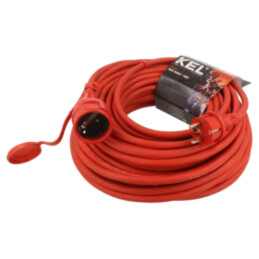 Prelungitor alimentare; 3x2,5mm2; Prize: 1; gumă; roşu; 25m; 16A