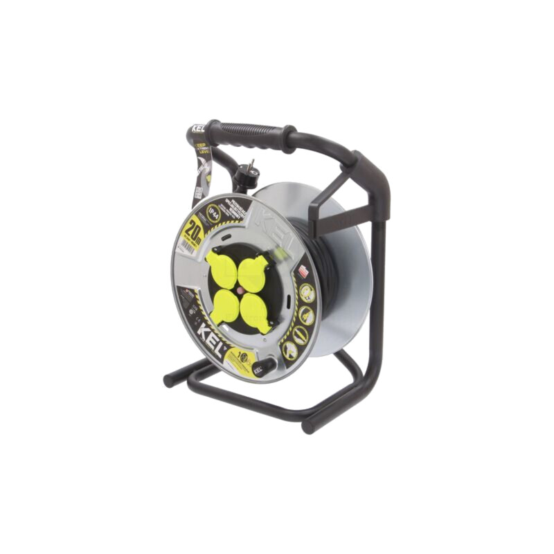 Prelungitor alimentare; 3x1,5mm2; Prize: 4; gumă; negru; 20m; 16A