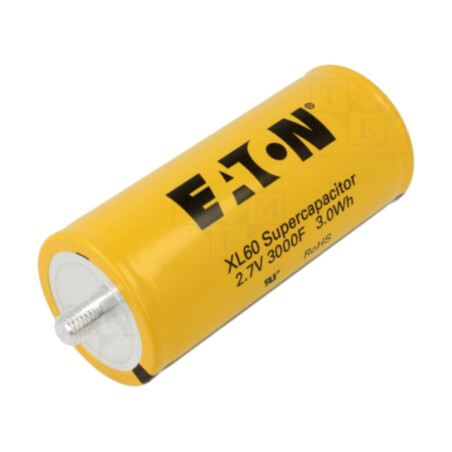 Supercondensator; cu şurub; 3kF; 2,7VDC; 0÷20%; Ø60,7x138mm; 230mΩ