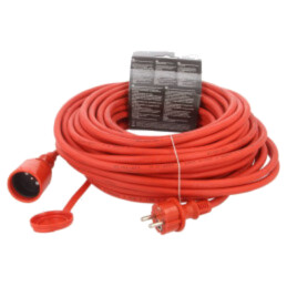 Prelungitor alimentare; 3x2,5mm2; Prize: 1; gumă; roşu; 25m; 16A