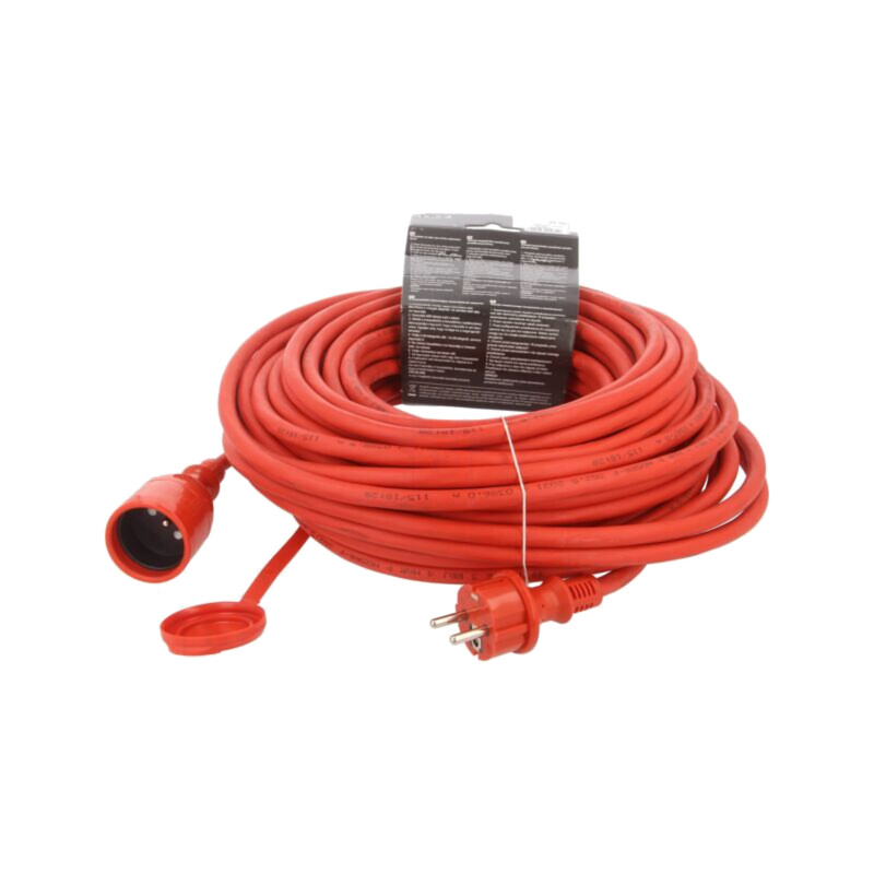 Prelungitor alimentare; 3x2,5mm2; Prize: 1; gumă; roşu; 25m; 16A