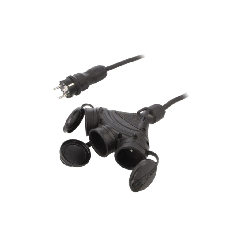 Prelungitor alimentare; 3x2,5mm2; Prize: 3; gumă; negru; 25m; 16A Prelungitor alimentare; 3x2,5mm2; Prize: 3; gumă; negru; 25m; 16A