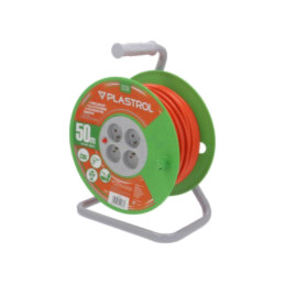 Prelungitor alimentare; 3x1,5mm2; bobinat; Prize: 4; PVC; 50m; 16A