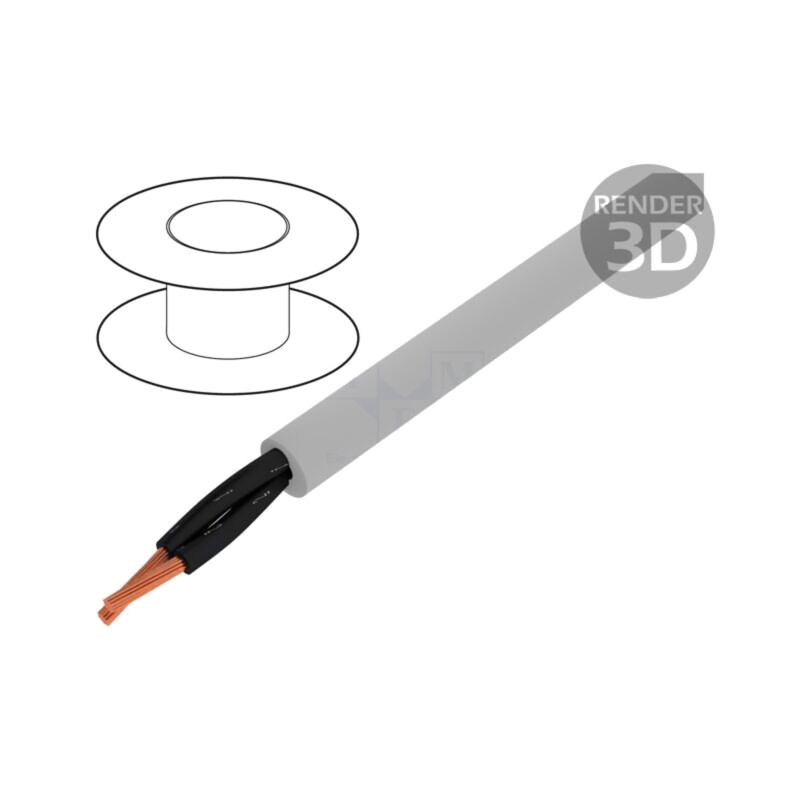 Cablu; Pro-Met; 2x1mm2; neecranat; 300V,500V; 100m; Cu; litat; 328ft