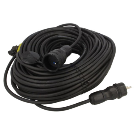 Prelungitor alimentare; 3x1,5mm2; Prize: 1; gumă; negru; 50m; 16A