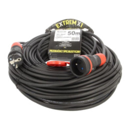 Prelungitor alimentare; 3x1,5mm2; Prize: 1; gumă; negru; 50m; 16A