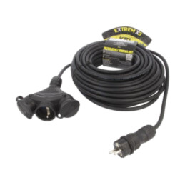 Prelungitor alimentare; 3x2,5mm2; Prize: 3; gumă; negru; 25m; 16A