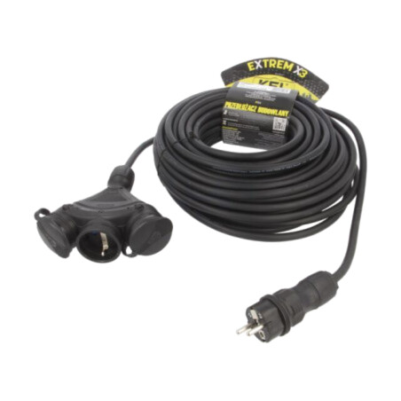 Prelungitor alimentare; 3x2,5mm2; Prize: 3; gumă; negru; 25m; 16A