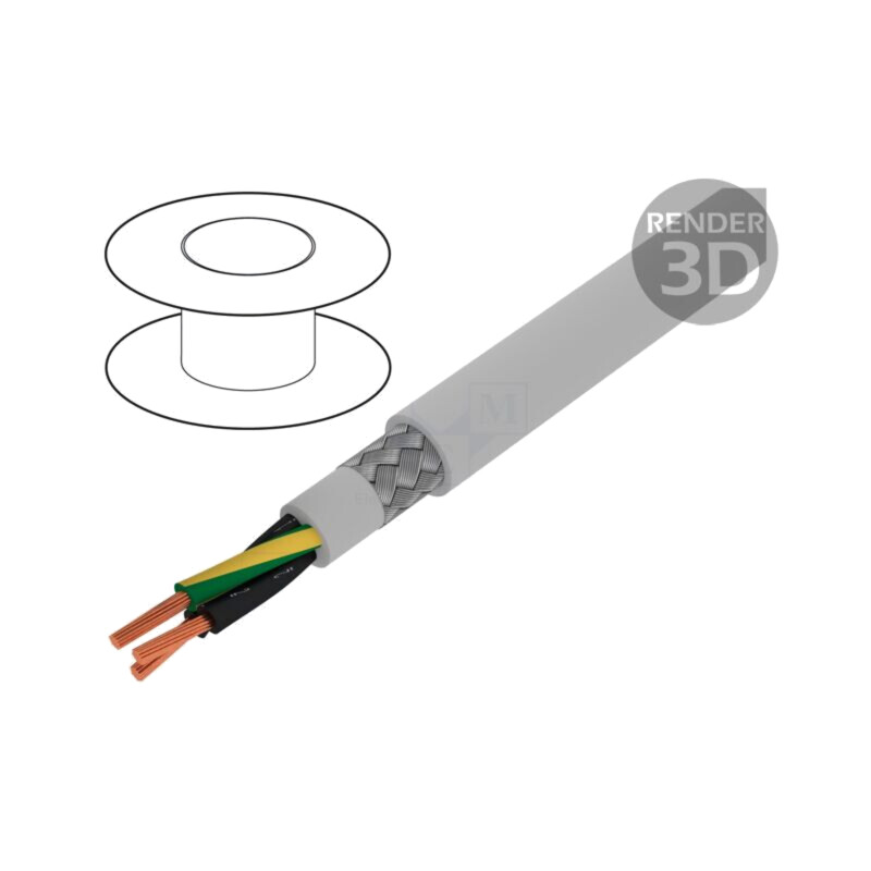 Cablu; Pro-Met; 3G0,5mm2; ecranat,tresă de cupru cositorit; PVC