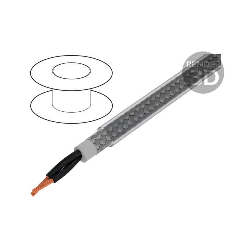 Cablu; Pro-Met; 2x0,75mm2; ecranat,tresă de cupru cositorit; PVC