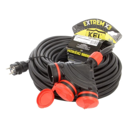 Prelungitor alimentare; 3x2,5mm2; Prize: 3; gumă; negru; 25m; 16A
