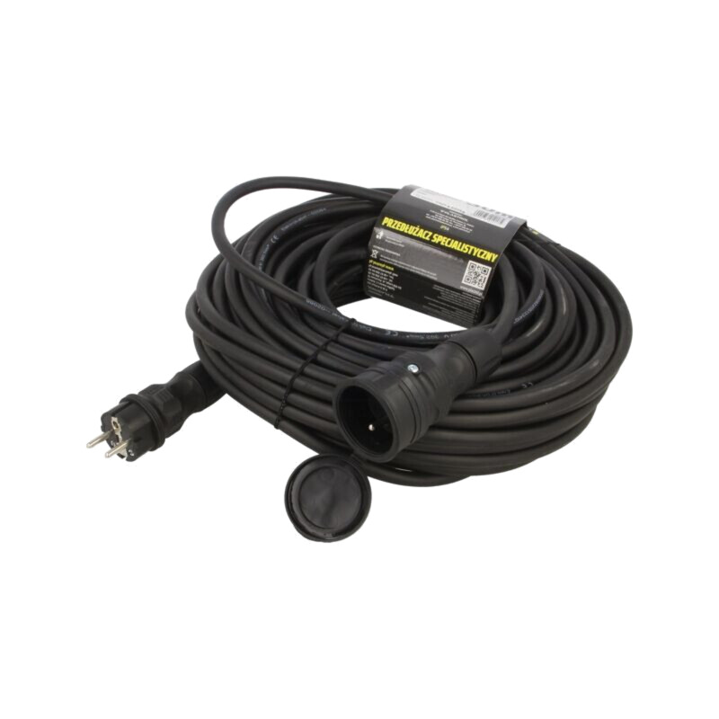 Prelungitor alimentare; 3x2,5mm2; Prize: 1; gumă; negru; 30m; 16A