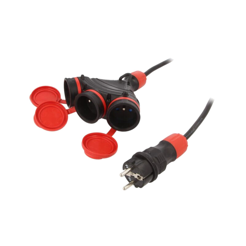 Prelungitor alimentare; 3x1,5mm2; Prize: 3; gumă; negru; 40m; 16A Prelungitor alimentare; 3x1,5mm2; Prize: 3; gumă; negru; 40m; 16A