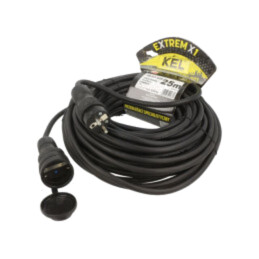 Prelungitor alimentare; 3x2,5mm2; Prize: 1; gumă; negru; 25m; 16A