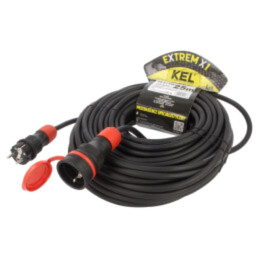 Prelungitor alimentare; 3x2,5mm2; Prize: 1; gumă; negru; 25m; 16A