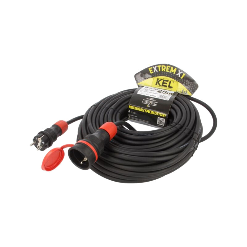 Prelungitor alimentare; 3x2,5mm2; Prize: 1; gumă; negru; 25m; 16A Prelungitor alimentare; 3x2,5mm2; Prize: 1; gumă; negru; 25m; 16A