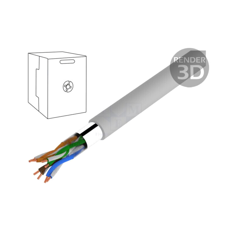 Cablu; F/UTP; 4x2x24AWG; 5e; sârmă; Cu; PVC; gri; 100m; Øcablu: 6,5mm
