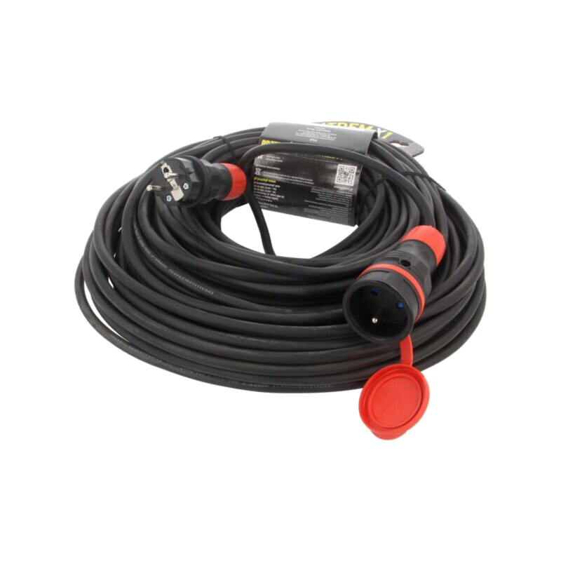 Prelungitor alimentare; 3x1,5mm2; Prize: 1; gumă; negru; 40m; 16A Prelungitor alimentare; 3x1,5mm2; Prize: 1; gumă; negru; 40m; 16A