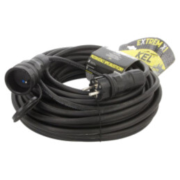 Prelungitor alimentare; 3x2,5mm2; Prize: 1; gumă; negru; 25m; 16A