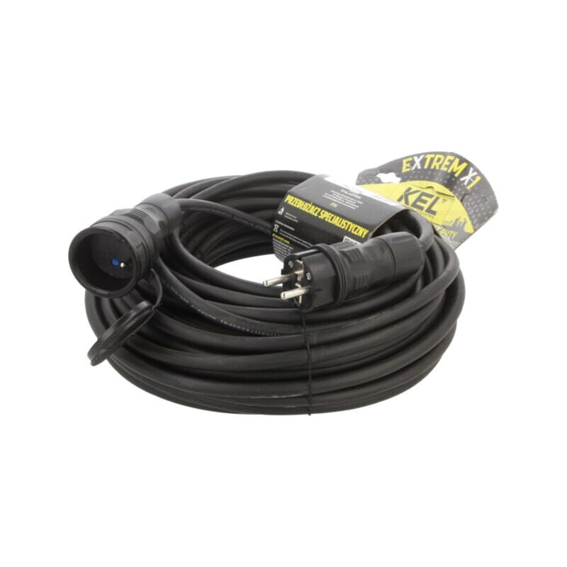 Prelungitor alimentare; 3x2,5mm2; Prize: 1; gumă; negru; 25m; 16A Prelungitor alimentare; 3x2,5mm2; Prize: 1; gumă; negru; 25m; 16A