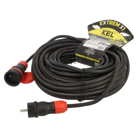 Prelungitor alimentare; 3x2,5mm2; Prize: 1; gumă; negru; 25m; 16A