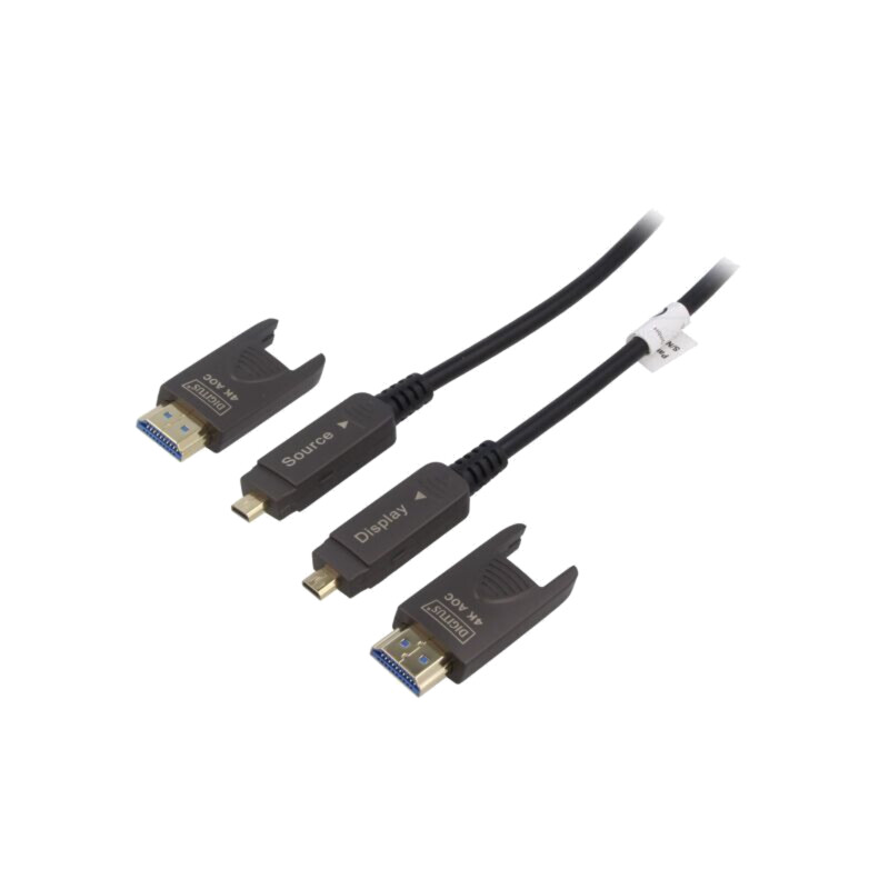 Cablu; HDCP 2.2,HDMI 2.0,optic; LSZH; 20m; negru; metal