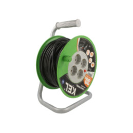 Prelungitor alimentare; 3x1,5mm2; bobinat; Prize: 4; PVC; negru