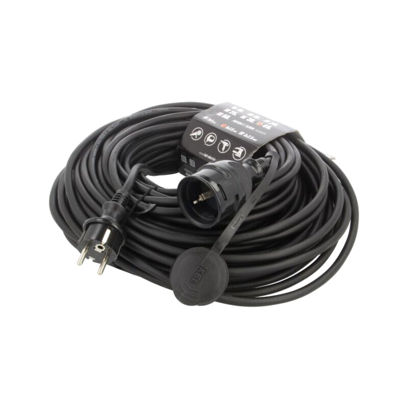 Prelungitor alimentare; 3x1,5mm2; Prize: 1; gumă; negru; 40m; 16A