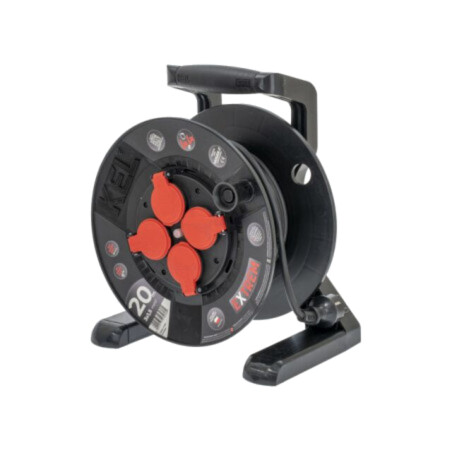 Prelungitor alimentare; 3x1,5mm2; Prize: 4; gumă; negru; 20m; 16A