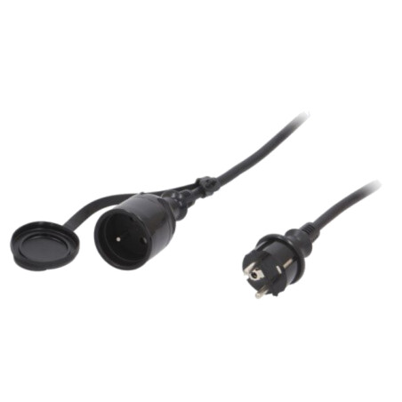 Prelungitor alimentare; 3x1,5mm2; Prize: 1; gumă; negru; 40m; 16A